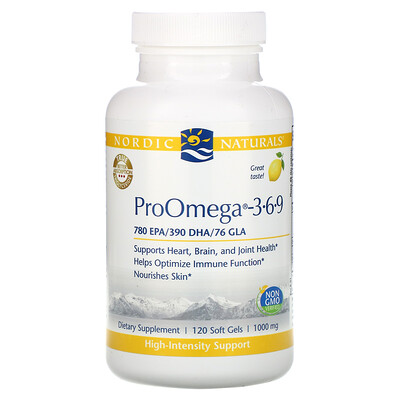

Nordic Naturals ProOmega - 3-6-9, Lemon , 1,000 mg, 120 Soft Gels