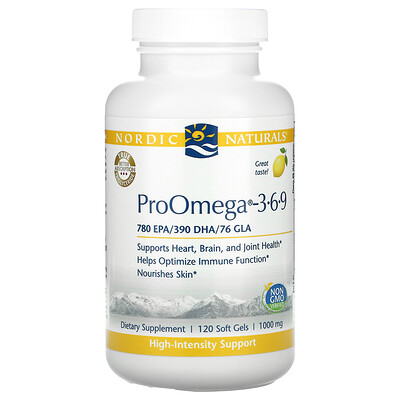 

Nordic Naturals ProOmega 3-6-9, омега-3-6-9 жирные кислоты, со вкусом лимона, 1000 мг, 120 капсул