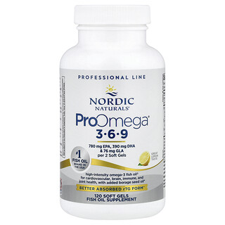 نورديك ناتورالز‏, ProOmega 3-6-9 ، بنكهة الليمون ، 120 كبسولة هلامية