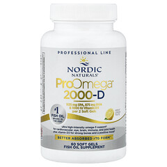 ProOmega 2000-D, лимон, 1250 мг, 60 капсул