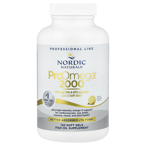 Nordic Naturals ProOmega® 2000, Lemon, 120 Soft Gels (1,075 mg per Soft Gel)