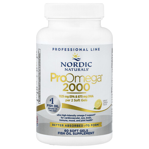 Nordic Naturals ProOmega® 2000, Lemon, 60 Soft Gels (1,075 mg per Soft Gel)
