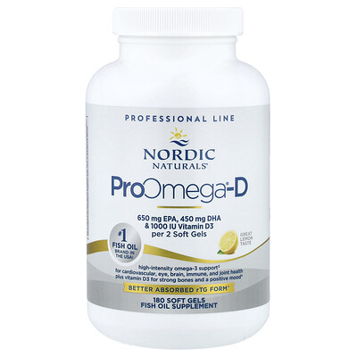 Nordic Naturals, ProOmega®-D, Gran limón, 180 cápsulas blandas