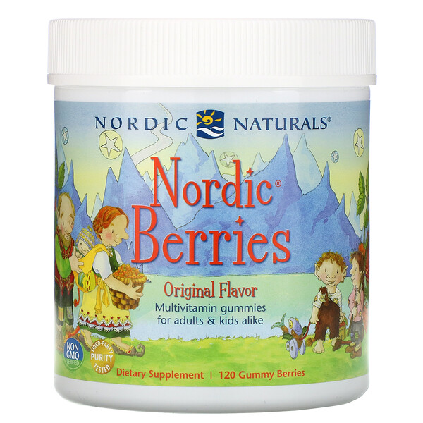Nordic Naturals‏, Nordic Berries، علكات متعددة الفيتامينات، نكهة أصلية، 120 علكة