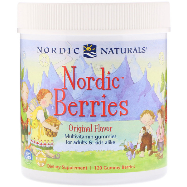 Nordic Naturals, Nordic Berries, мультивитаминные жевательные конфеты, оригинальный вкус, 120 ягод-жевательных конфет