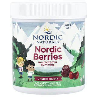 Nordic Naturals, Nordic Berries Multivitamin Gummies, Ages 3+, Cherry Berry, 120 Gummy Berries