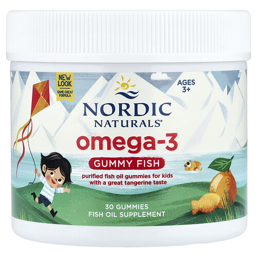 Nordic Naturals, Nordic Omega-3 Gummy Fish, Mandarinen-Leckereien, 124 mg, 30 Fruchtgummi-Fische