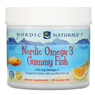 Nordic Naturals Конфеты в виде рыбок от Nordic с омега-3, мандариновое угощение, 30 конфет