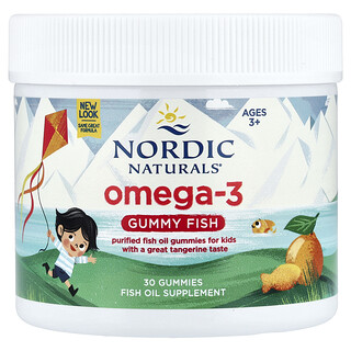 Nordic Naturals, Nordic Omega-3 mézgás hal, mandarin finomságok, 124 mg, 30 mézgás hal