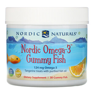 Отзывы о нордик Натуралс, Nordic Omega-3 Gummy Fish, Tangerine Treats, 124 mg, 30 Gummy Fish