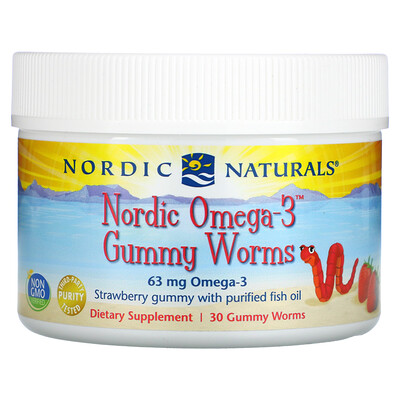 

Nordic Naturals Nordic Omega-3 Gummy Worms Strawberry 63 mg 30 Gummy Worms