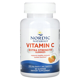 Nordic Naturals, жувальні таблетки з вітаміном C, мандарин, 60 жувальних мармеладок (250 мг в 1 жувальній таблетці)