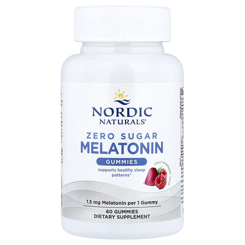 Nordic Naturals, Zero Sugar Melatonin Gummies, Raspberry, 1.5 mg, 60 Gummies