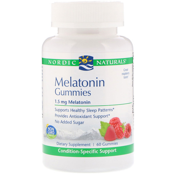 Nordic Naturals, Melatonin Gummies, Raspberry, 1.5 mg, 60 Gummies - iHerb