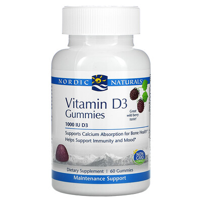 Nordic Naturals Витамин D3 вкус лесных ягод 1000 МЕ 60 жевательных таблеток