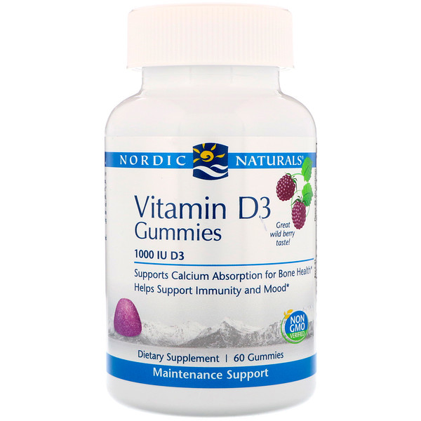 Nordic Naturals, Vitamin D3, Wild Berry, 1000 IU, 60 Gummies - iHerb