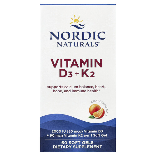 Nordic Naturals ビタミンD3 + K2 オレンジ味 ソフトジェル60粒