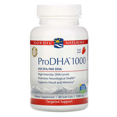 Nordic Naturals ProDHA 1000, Strawberry, 1,000 mg, 60 Softgels