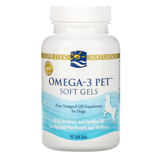 Nordic Naturals‏, אומגה-3 לחיות מחמד, ג'ל רך, לכלבים, 90 ג'לים רכים