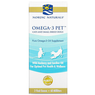 Nordic Naturals, 寵物專用歐米伽-3 脂肪酸，適用於寵物貓和小型犬，2 液量盎司（60 毫升）