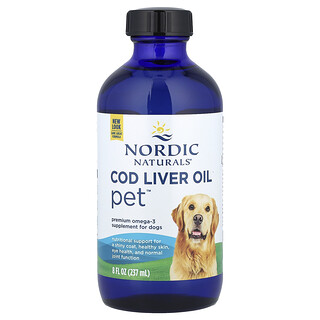 Nordic Naturals, Torskleverolja för husdjur, hundar av medelstora till stora raser, 237 ml