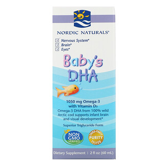 Nordic Naturals, DHA pour bébés avec vitamine D3, 1,050 mg, 60 ml