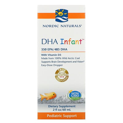 Nordic Naturals Докозагексаеновая кислота (ДГК) с витамином D3 для младенцев, 60 мл (2 жидкие унции)