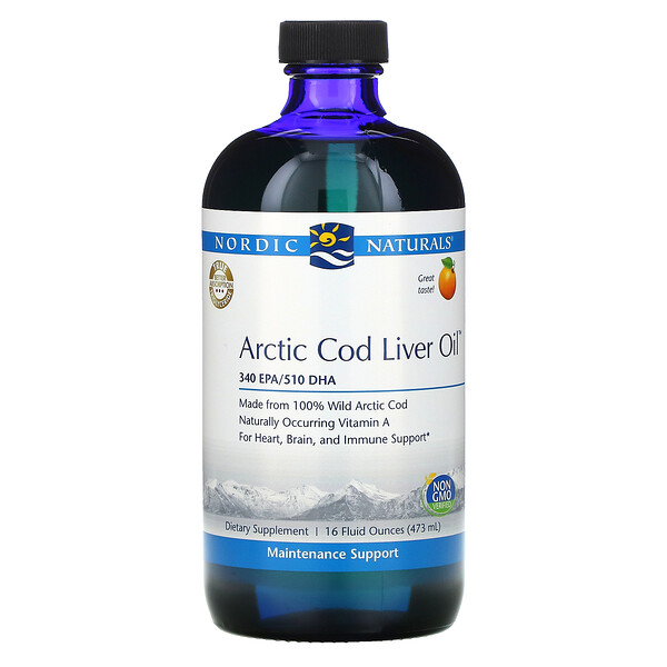 Nordic Naturals‏, Arctic Cod Liver Oil، نكهة البرتقال، 16 أونصة سائلة (473 مل)