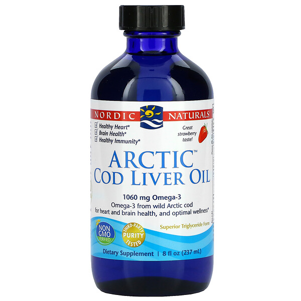 Arctic Cod Liver Oil, Strawberry, 8 fl oz (237 ml)