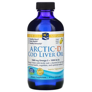 Nordic Naturals, Óleo de Fígado de Bacalhau Ártico-D, Limão, 237 ml (8 fl oz)