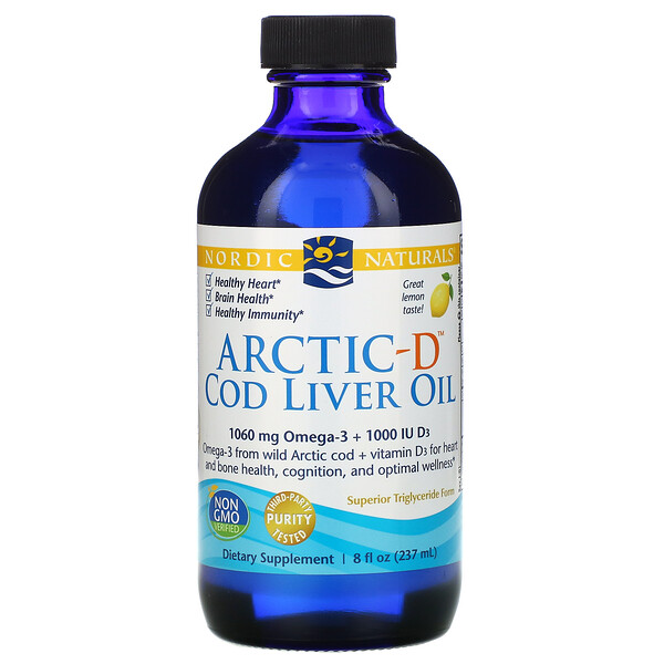 Minyak Hati Ikan Kod Arktik-D, Lemon, 237 ml (8 ons cairan)