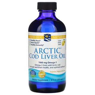 Nordic Naturals, Óleo de Fígado de Bacalhau do Ártico, Limão, 237 ml (8 fl oz)