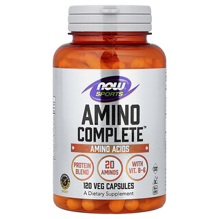 NOW Foods, Sports, Amino Complete™, протеїнова суміш з амінокислотами, 120 вегетаріанських капсул