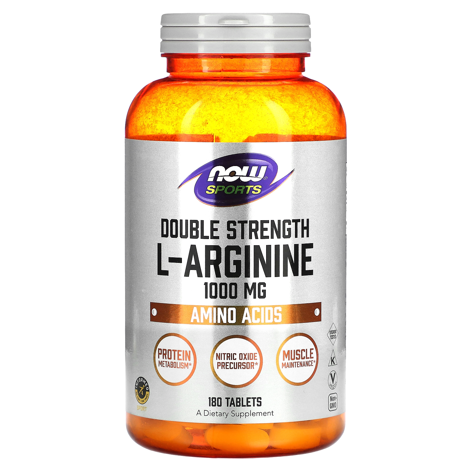 NOW Foods, Sports, Double Strength LArginine, 1,000 mg, 180 Tablets