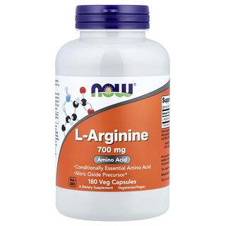 NOW Foods, L-Arginine, 700 mg, 180 plantaardige capsules