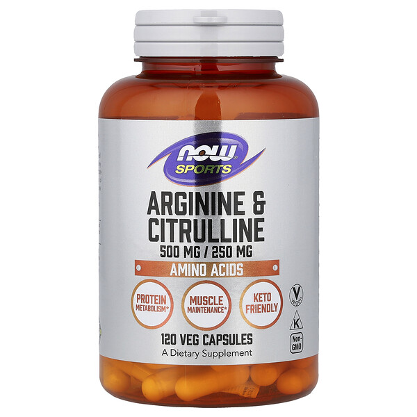 NOW Foods Sports, Arginine & Citrulline, 120 Veg Capsules