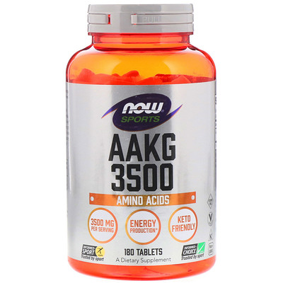 Now Foods Sports, ААКГ 3500, аминокислоты, 180 таблеток