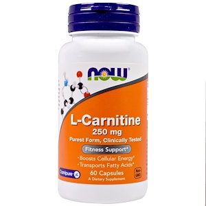Now Foods, L-карнитин тартрат Carnipure, 250 мг, 60 капсул