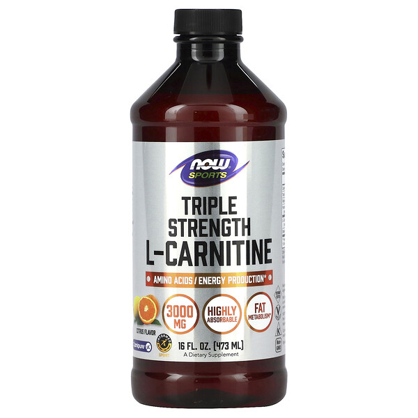 NOW Foods, Sports, Triple Strength LCarnitine Liquid, Citrus, 3,000 mg