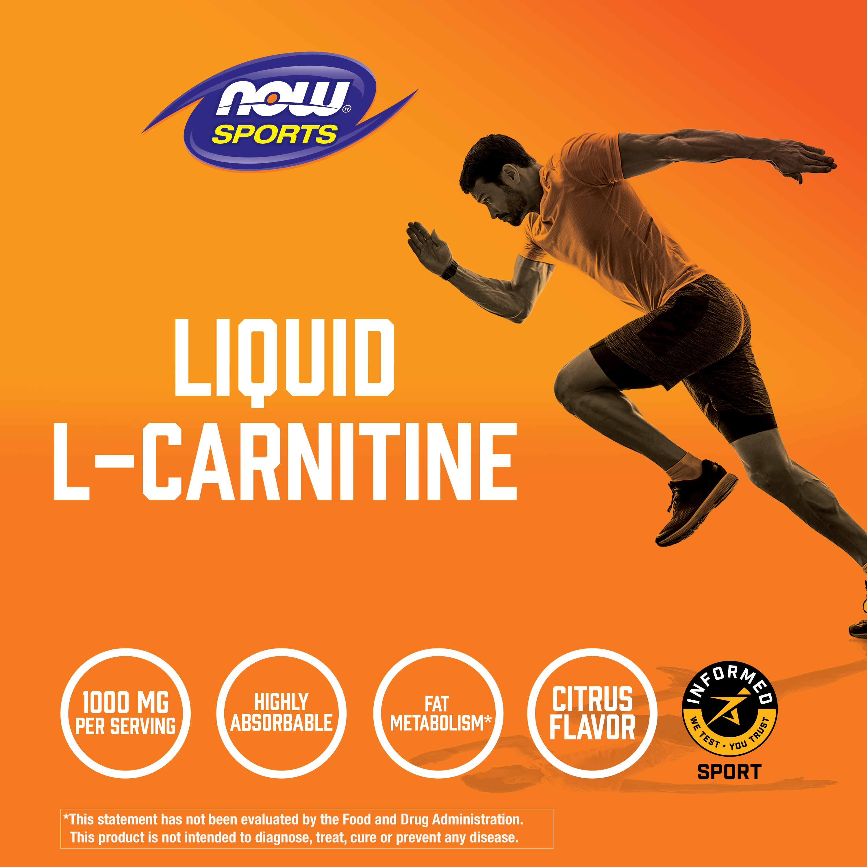 NOW Foods, Sports, Liquid LCarnitine, Citrus, 1,000 mg, 16 fl oz (473 ml)