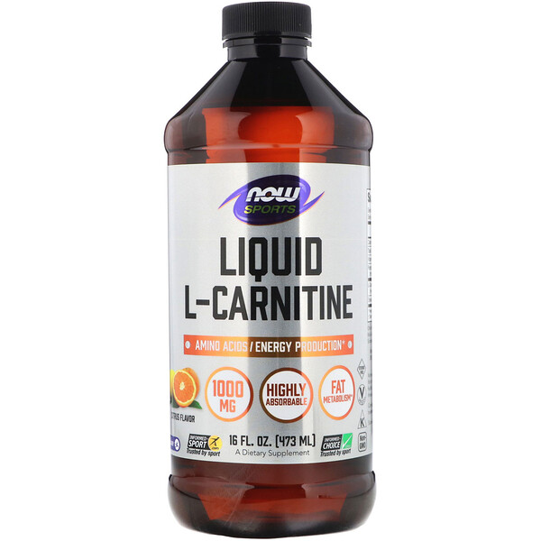 Now Foods, L-карнитин в жидкой форме, с цитрусовым ароматом, 1000 мг, 16 жидких унций (473 мл)
