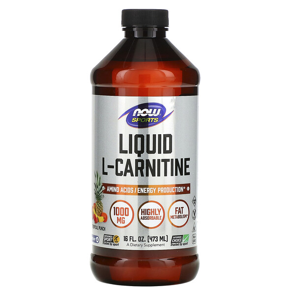 Now Foods, Sports, LCarnitine Liquid, Tropical Punch, 1,000 mg, 16 fl
