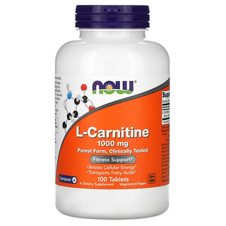 Now Foods, L-carnitina, 1000 mg, 100 comprimidos