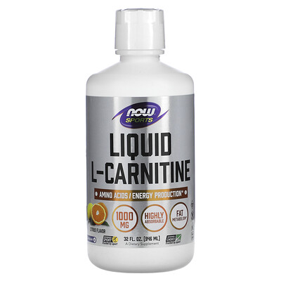 

NOW Foods Sports, жидкий L-карнитин, вкус цитрусовых, 1000 мг, 946 мл (32 жидк. унции)
