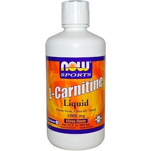 Now Foods, Жидкий L-карнитин с цитрусовым вкусом для спортсменов, 1000 мг, 32 жидкие унции (946 мл)