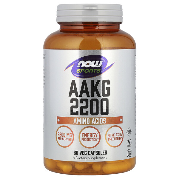 NOW Foods AAKG 2200, 180 Veg Capsules (550 mg per Capsule)