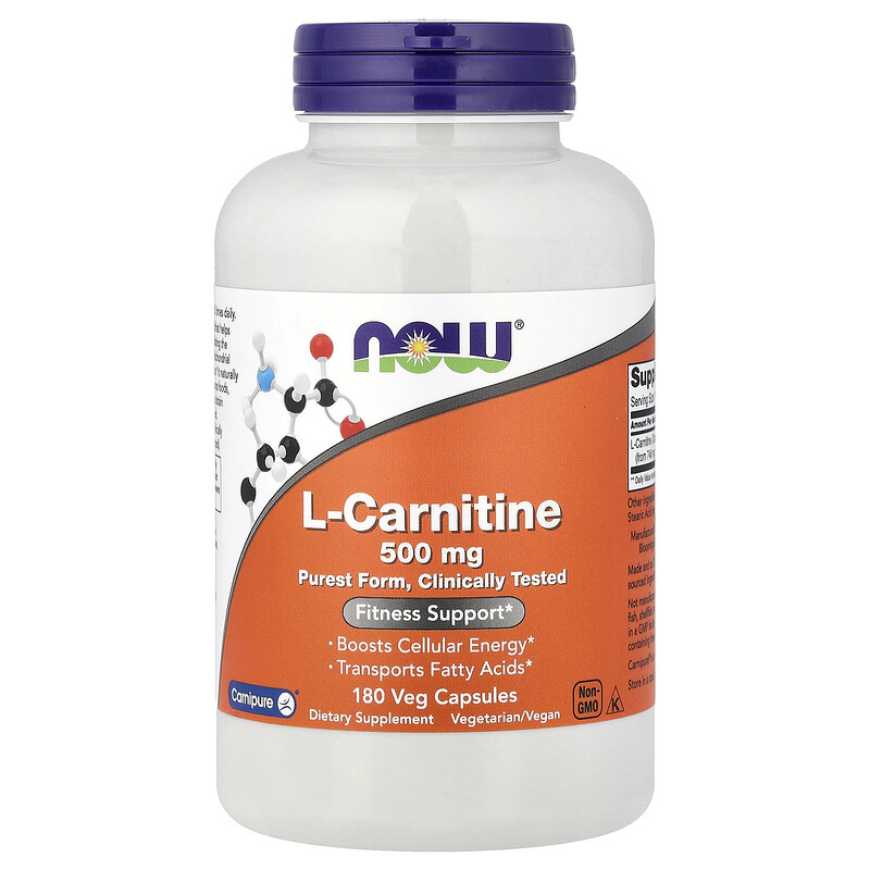 L-carnitina, 500 mg, 180 cápsulas vegetales