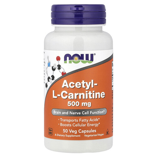 Now Foods Acetyl-L- Carnitine, 50 Veg Capsules (500 mg per Capsule)