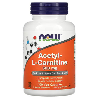 NOW Foods Acetyl-L-Carnitine 500 mg 100 Veg Capsules