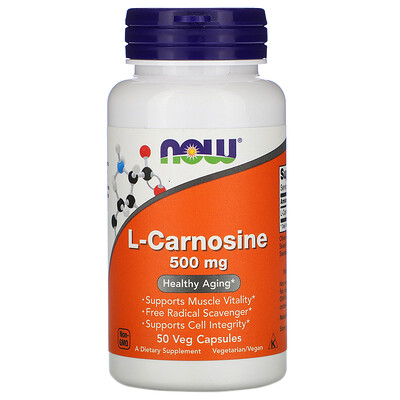 Now Foods L-карнозин, 500 мг, 50 растительных капсул